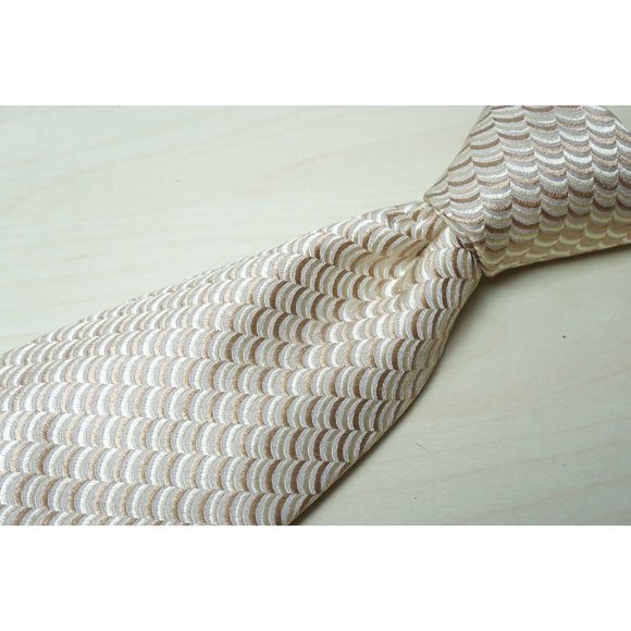 Chopard Gold Copper Fish Scale 100% Silk Tie MAde in France - Picture 1 of 8